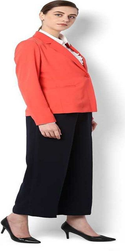 Solid Single Breasted Formal Women Full Sleeve Blazer  (Red)